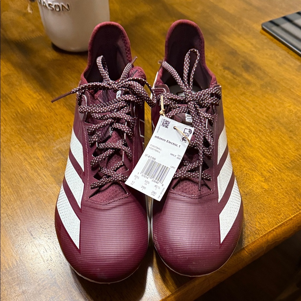 Adidas Men's Maroon and White Sports Sneakers